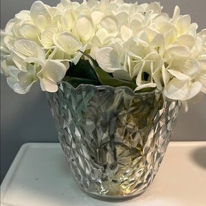 Elegant White Floral‎ Arrangement in Crystal Vase